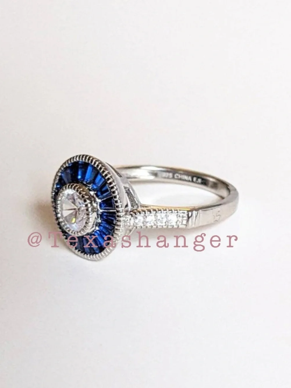 Contessa di Capri Sterling Silver Synthetic Blue Spinel Ring Size 7 NIB